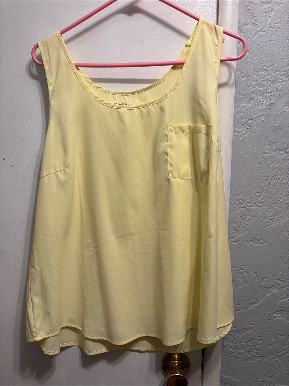 Faded Glory Soft Yellow Sleeveless Pocket Camisole